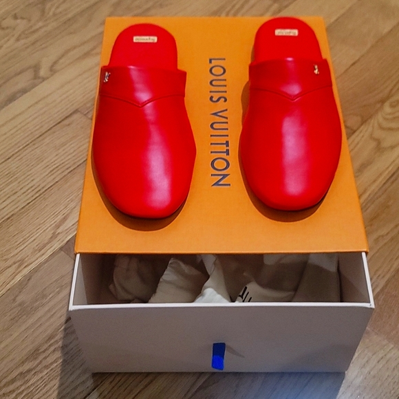 Supreme x louis vuitton leather Slipper - red - size 7